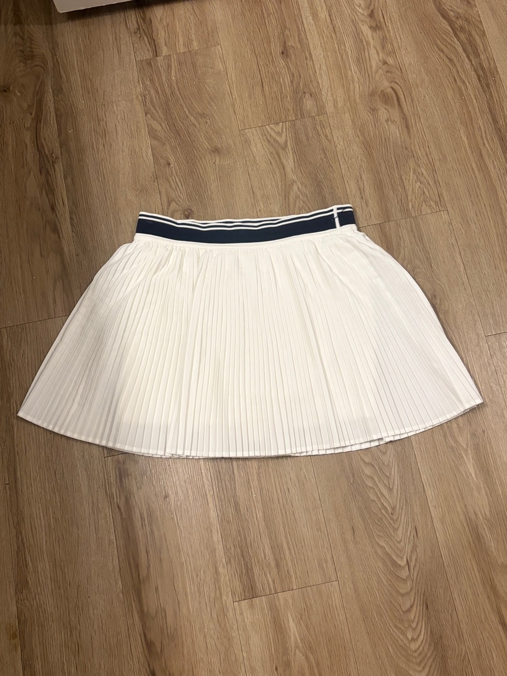 Old Navy White Pleated Skater Skort with Navy Striped Waistband